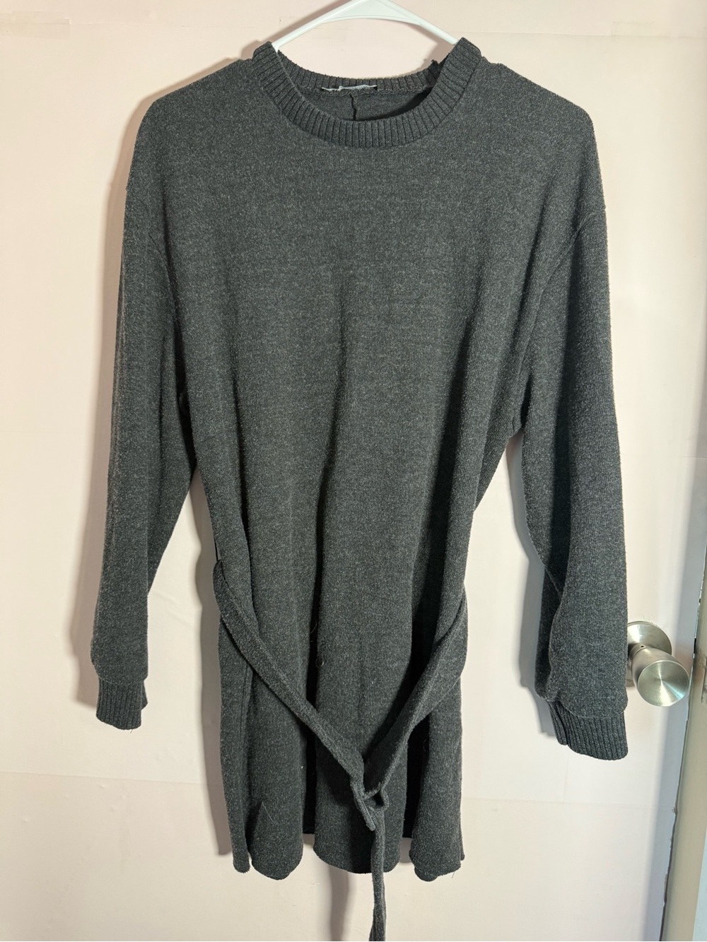 Zara Charcoal Ribbed Knit Sweater Dress